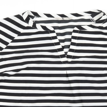 TU Womens Black Striped  Basic Blouse Size 12