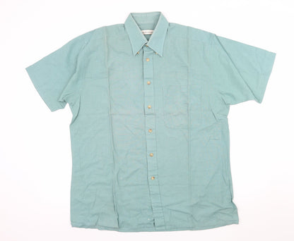 Mens UK Size M Classic Casuals Green  Button-Up Short Sleeve Casual Shirt