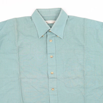 Mens UK Size M Classic Casuals Green  Button-Up Short Sleeve Casual Shirt