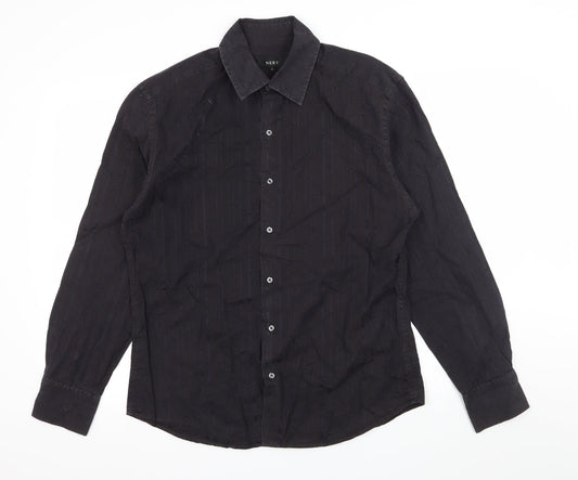Mens UK Size L NEXT Black  Button-Up Long Sleeve Casual Shirt