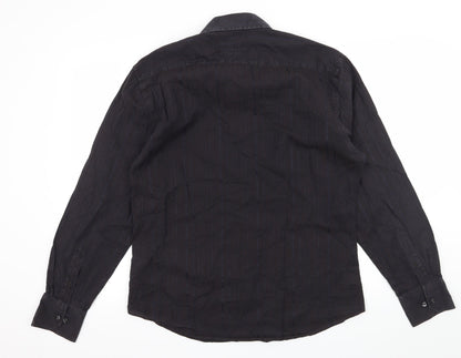 Mens UK Size L NEXT Black  Button-Up Long Sleeve Casual Shirt
