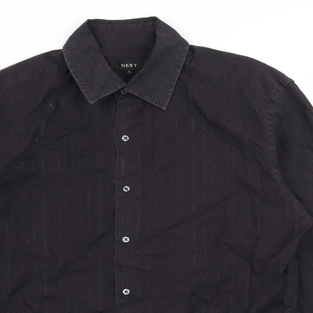 Mens UK Size L NEXT Black  Button-Up Long Sleeve Casual Shirt