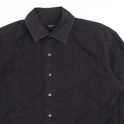 Mens UK Size L NEXT Black  Button-Up Long Sleeve Casual Shirt