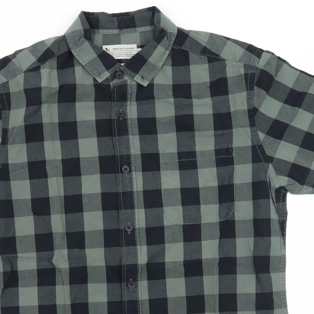 TU Mens Clear    Button-Up Size M