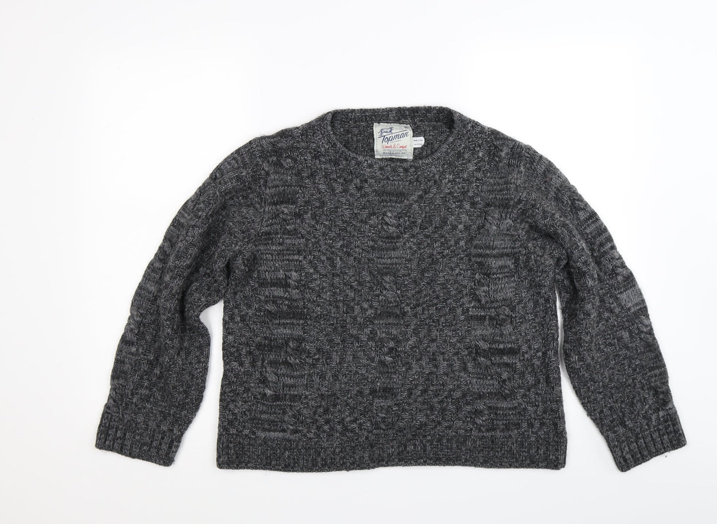 Topman Mens Grey  Knit Pullover Jumper Size M