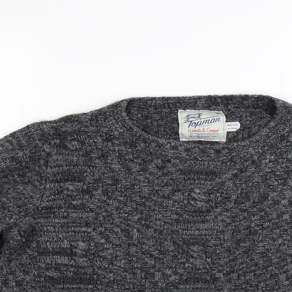 Topman Mens Grey  Knit Pullover Jumper Size M