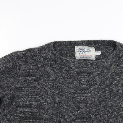 Topman Mens Grey  Knit Pullover Jumper Size M
