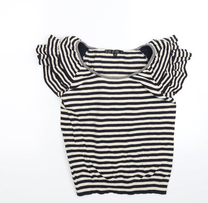 Fashion Union Womens Beige Striped Knit Pullover Jumper Size 14