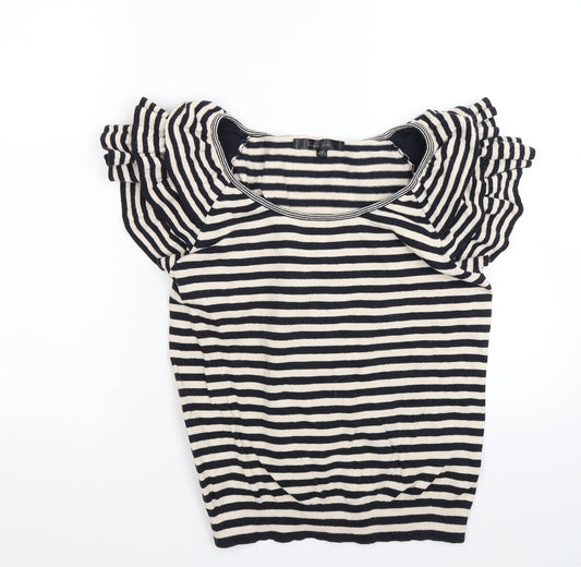 Fashion Union Womens Beige Striped Knit Pullover Jumper Size 14