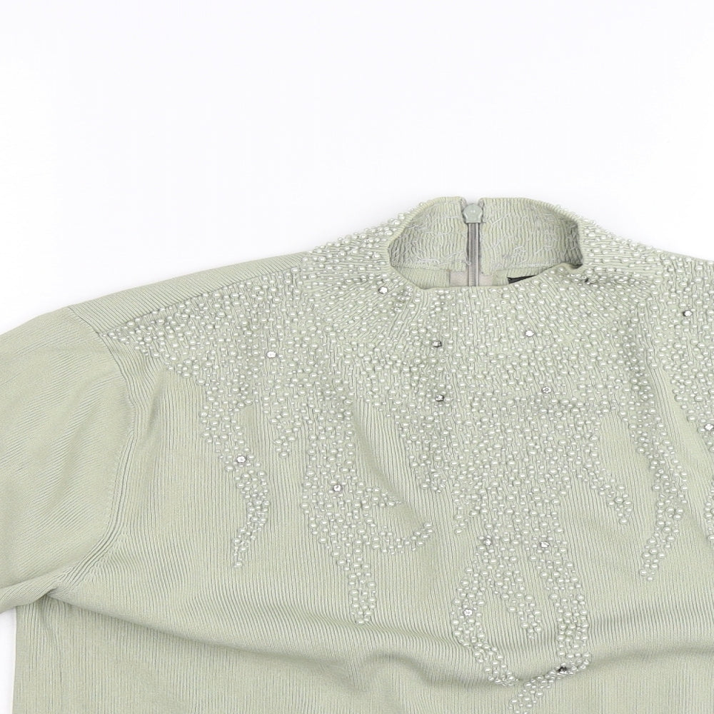 Womens UK Size L Talisa Green Basic Blouse