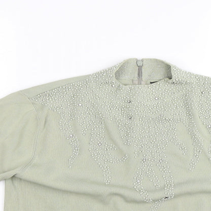 Womens UK Size L Talisa Green Basic Blouse