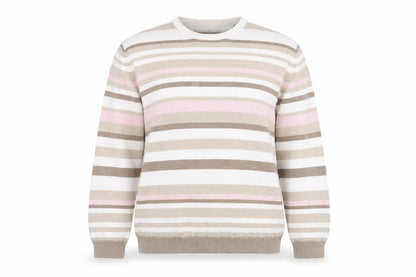 River Island Womens Beige Striped Knit Pullover Jumper Size M