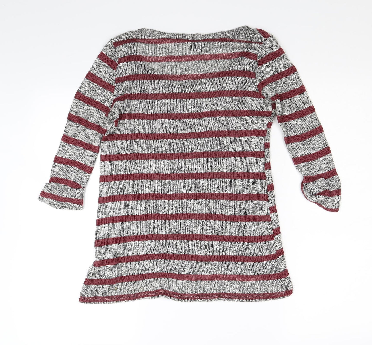 Sparkle & Fade Womens Grey Striped Knit Tunic Jumper Size M