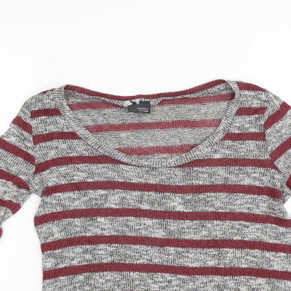 Sparkle & Fade Womens Grey Striped Knit Tunic Jumper Size M