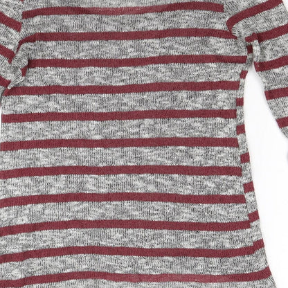 Sparkle & Fade Womens Grey Striped Knit Tunic Jumper Size M