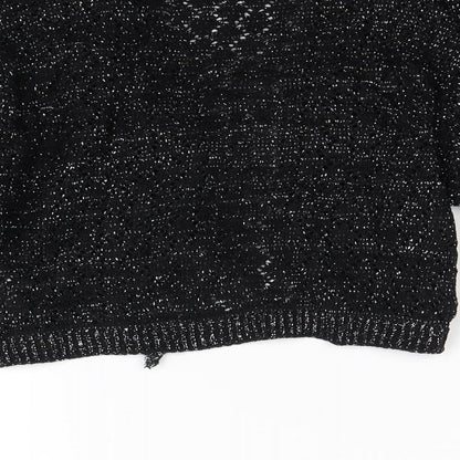 Papaya Womens Black  Knit Wrap Jumper Size M