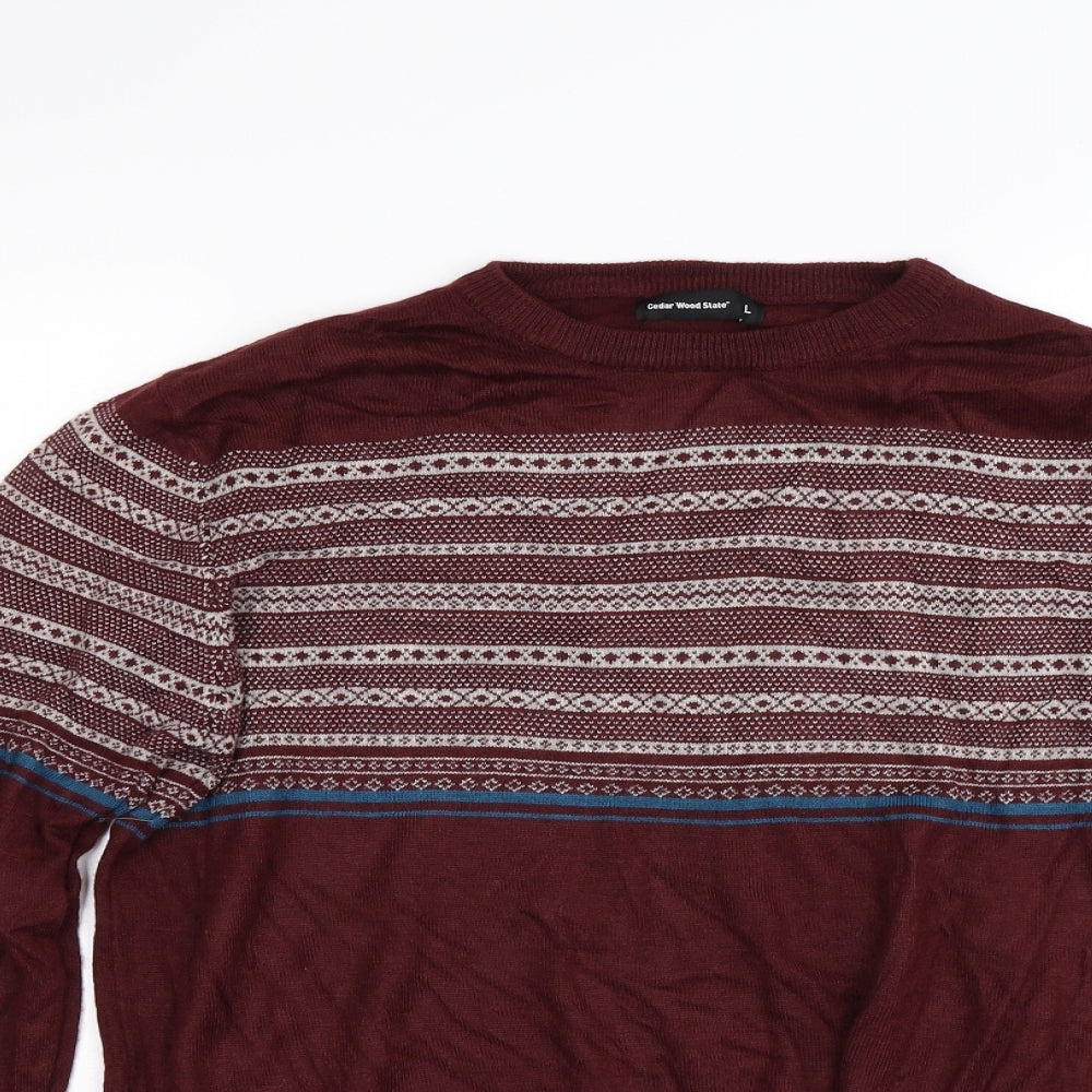 Ceader wood state Mens Red   Pullover Jumper Size L