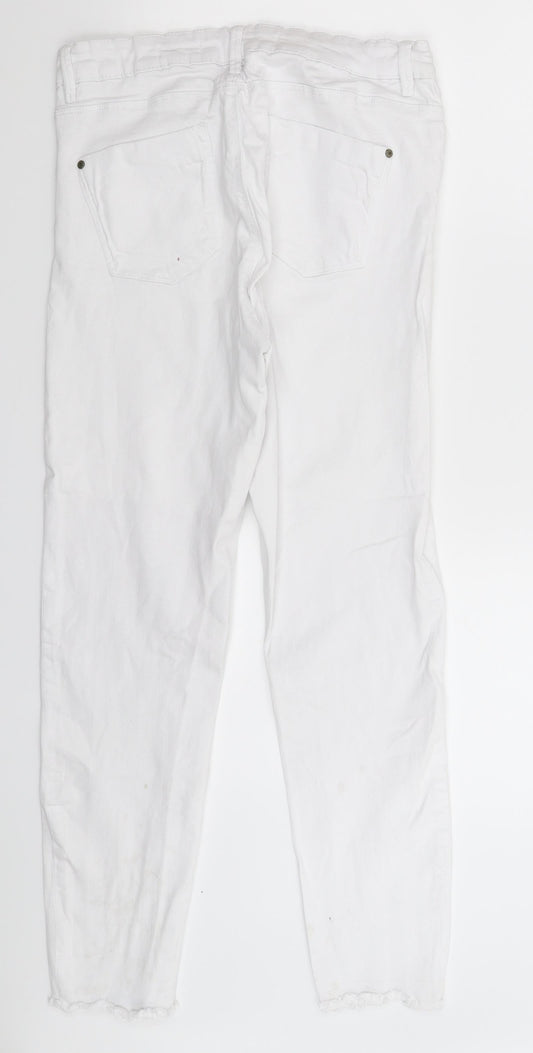 Denim & Co. Womens White  Denim Skinny Jeans Size 12 L27 in