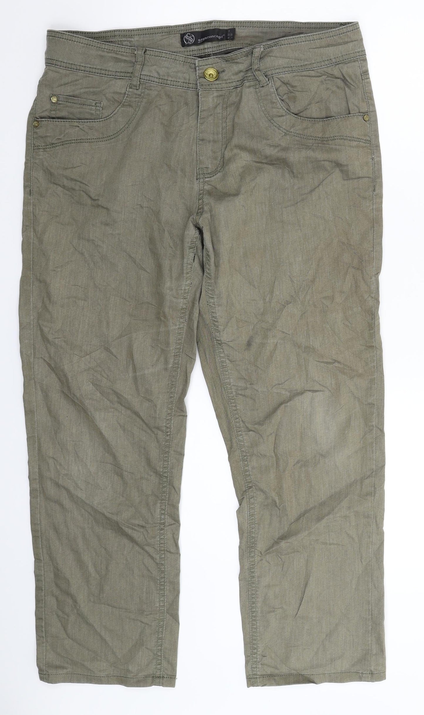 Womens UK Size 33 in Soyaconcept Regular Fit Straight Green Jeans