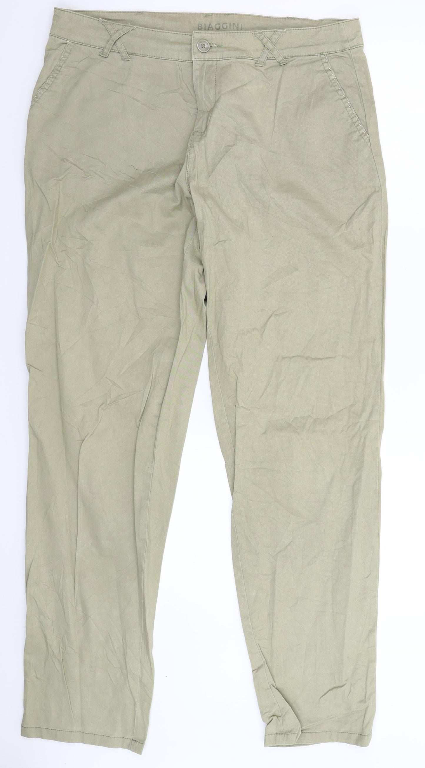 Biaggini Womens Green  Denim Straight Jeans Size 12 L31 in