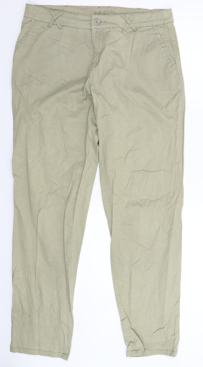 Biaggini Womens Green  Denim Straight Jeans Size 12 L31 in