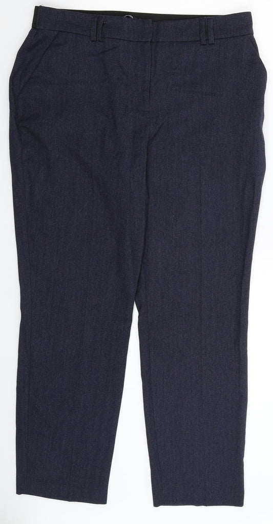 Womens UK Size 12 Bonmarché Slim Fit Dress Pants Blue Trousers