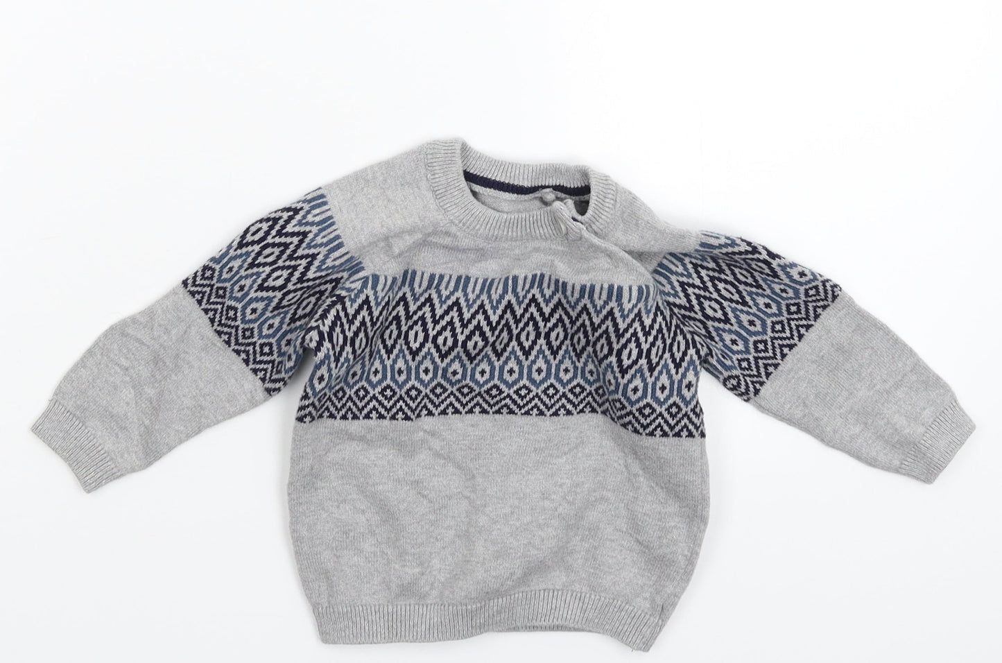 TU Baby Grey Geometric Knit Pullover Jumper Size 3-6 Months