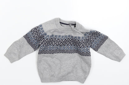 TU Baby Grey Geometric Knit Pullover Jumper Size 3-6 Months