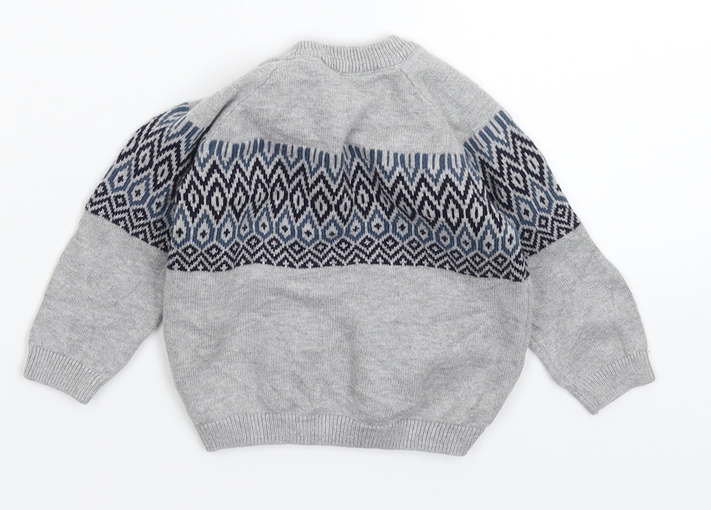 TU Baby Grey Geometric Knit Pullover Jumper Size 3-6 Months