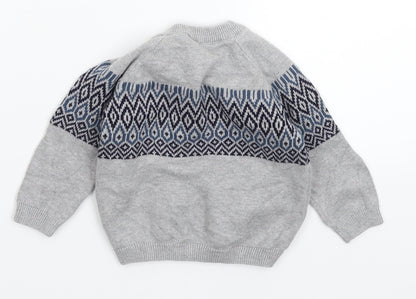 TU Baby Grey Geometric Knit Pullover Jumper Size 3-6 Months