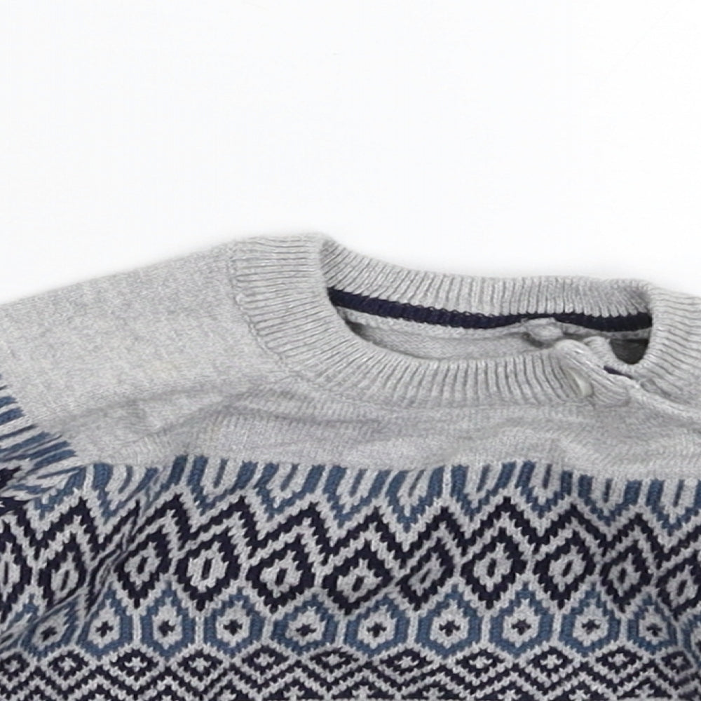 TU Baby Grey Geometric Knit Pullover Jumper Size 3-6 Months