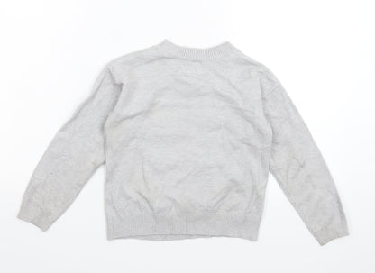 Preworn Girls Grey  Knit Pullover Jumper Size 6 Years