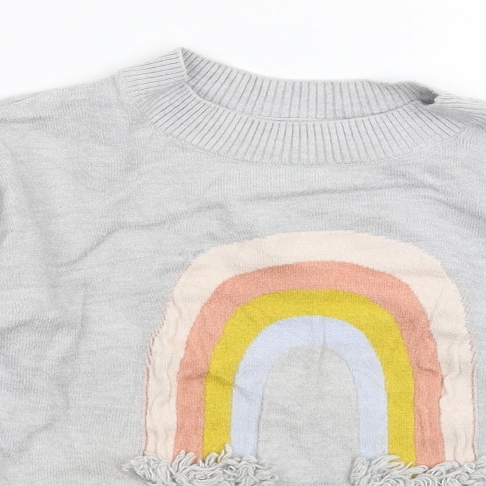 Preworn Girls Grey  Knit Pullover Jumper Size 6 Years