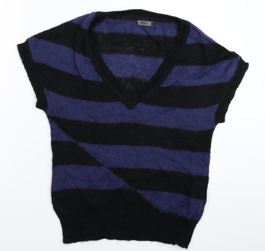 Only Womens Multicoloured Striped Knit Pullover Jumper Size L