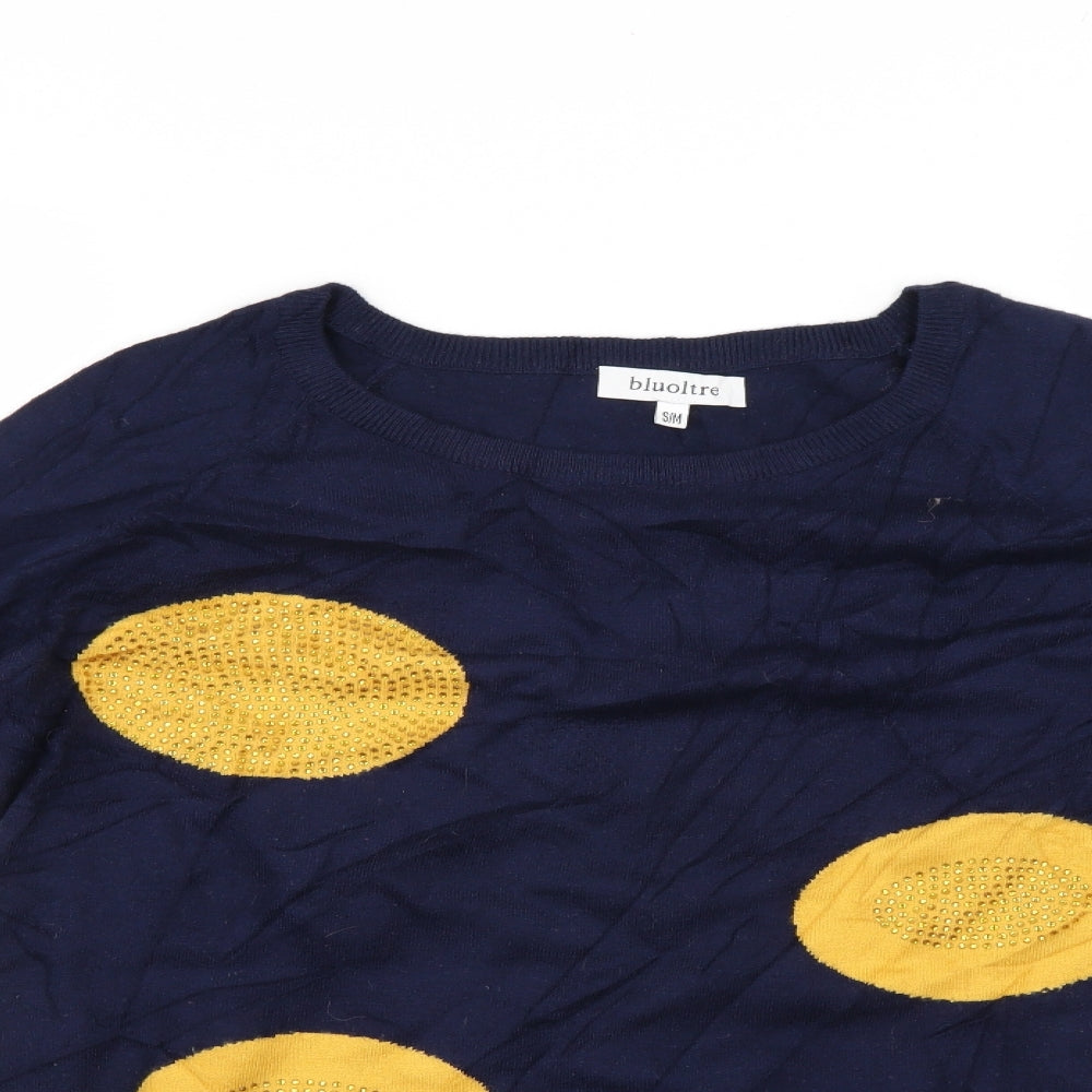 Bluoltre Womens Blue Polka Dot  Pullover Jumper Size M