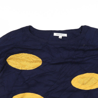 Bluoltre Womens Blue Polka Dot  Pullover Jumper Size M