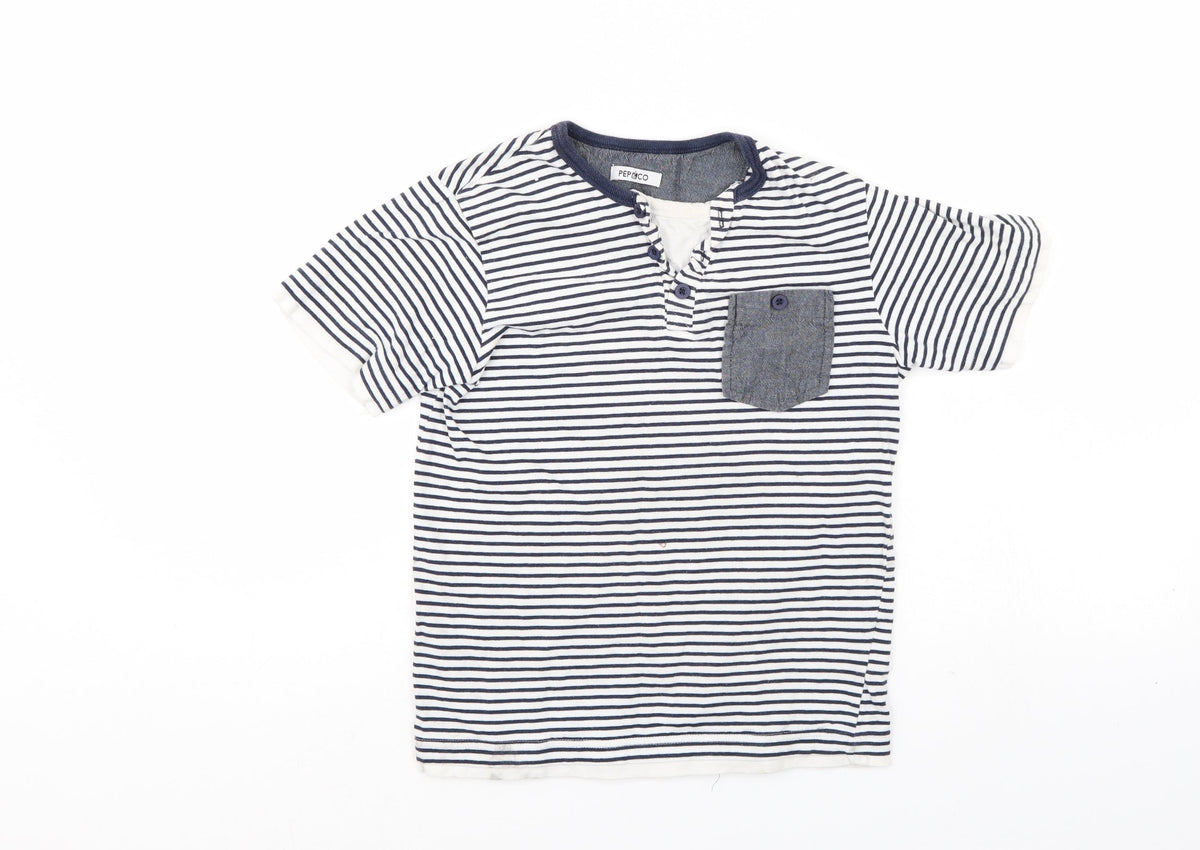 Pep&Co Boys Blue Striped  Basic Casual Size 9-10 Years