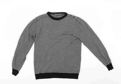 Cedar Wood State Womens Black Striped  Pullover Jumper Size S