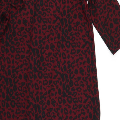 Papaya Womens Red Animal Print  Pinafore/Dungaree Dress  Size 12