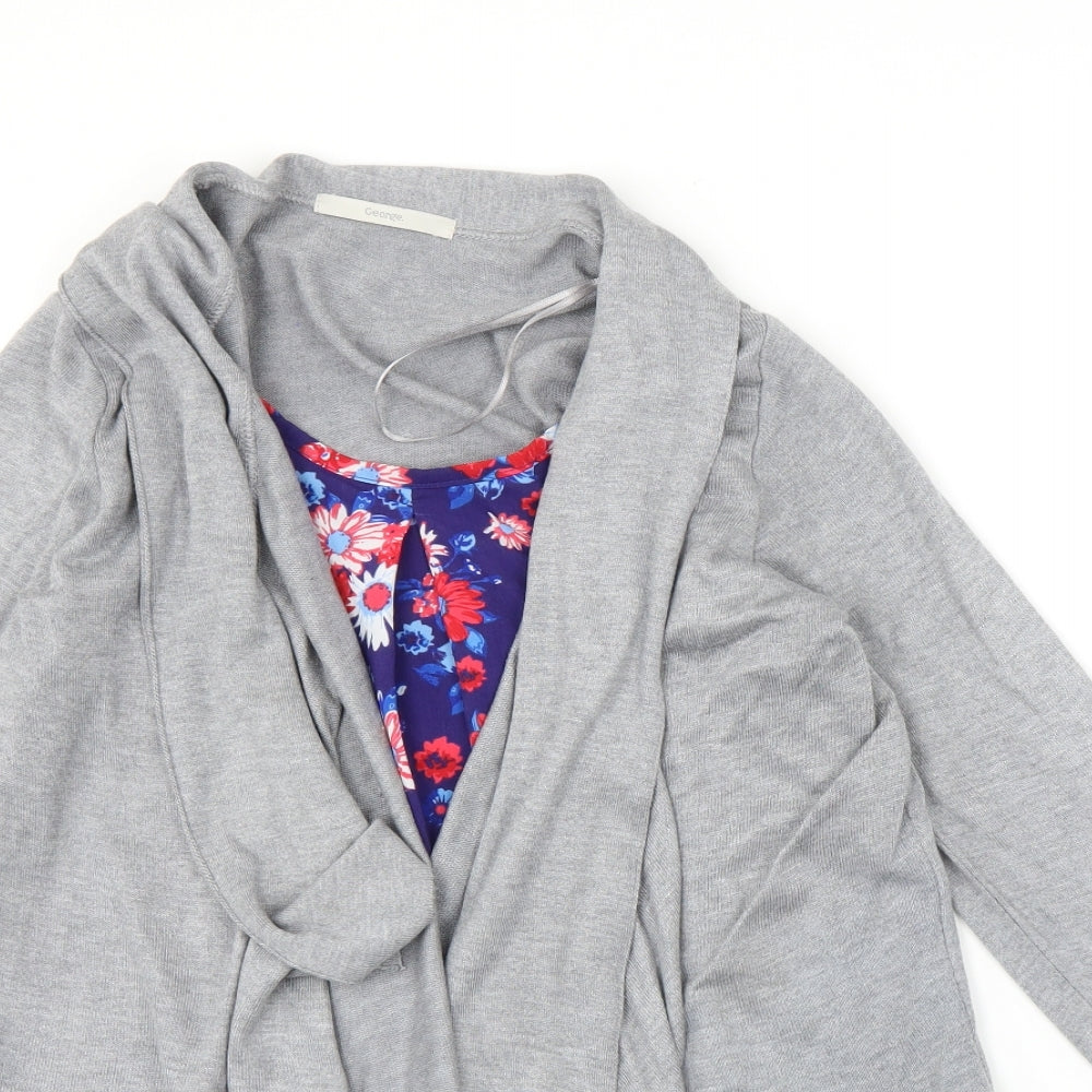 George Womens Grey Floral  Basic Blouse Size 12
