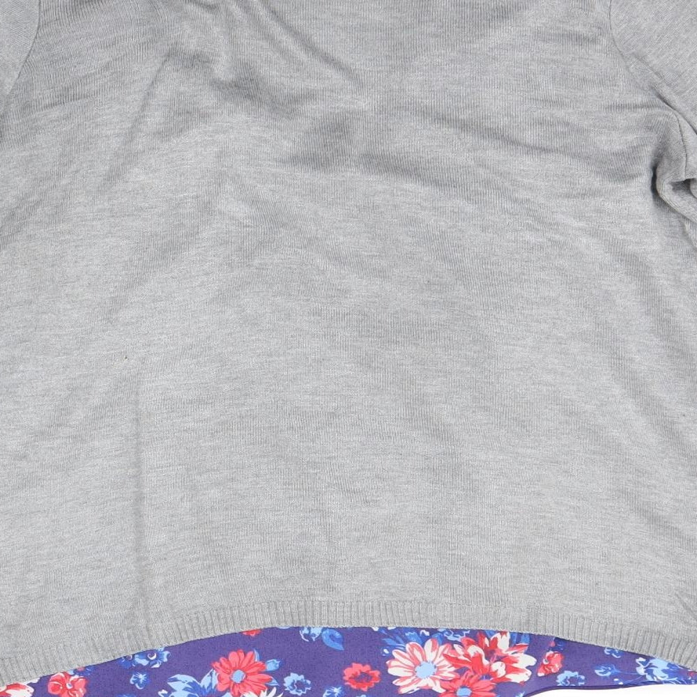 George Womens Grey Floral  Basic Blouse Size 12