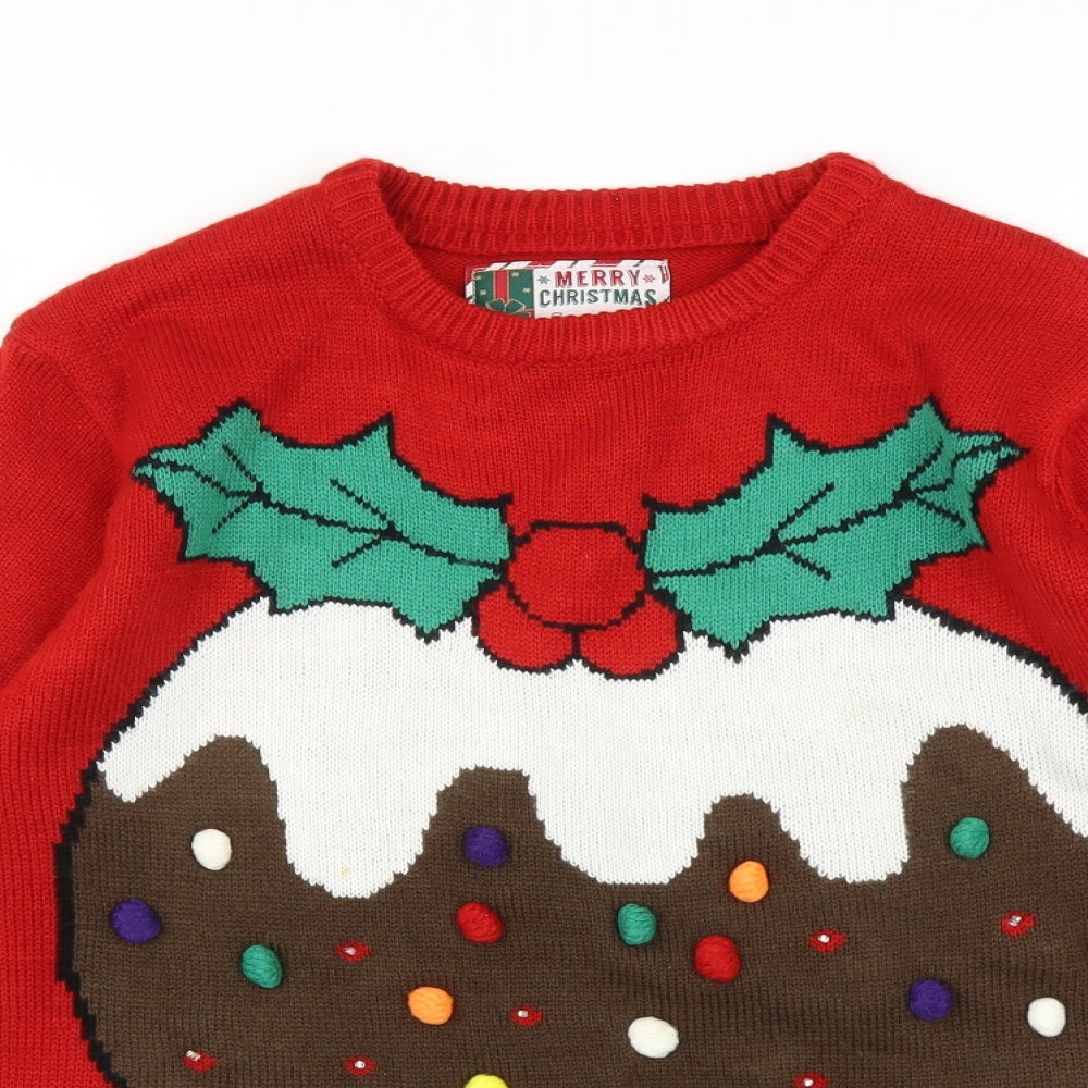 Cedar Wood State Mens Red  Knit Pullover Jumper Size S  - CHRISTMAS