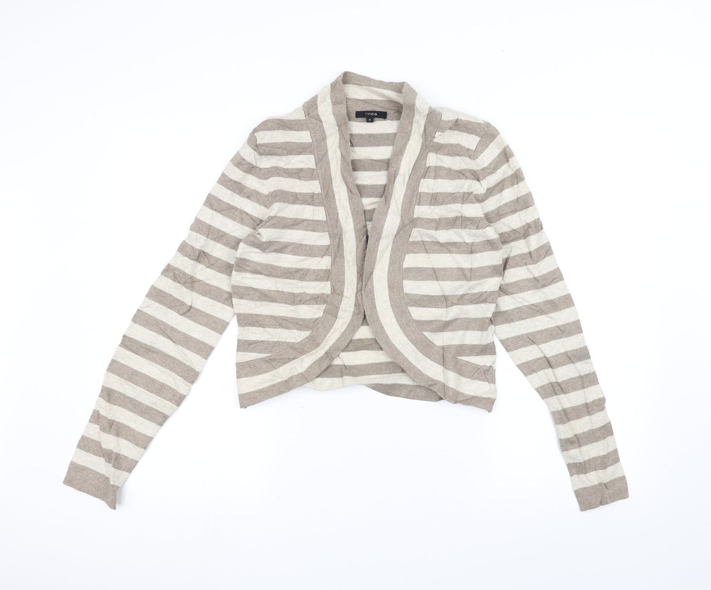 Linea Womens White Striped  Cardigan Jumper Size S