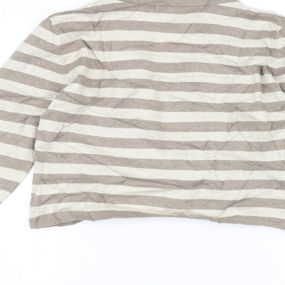 Linea Womens White Striped  Cardigan Jumper Size S
