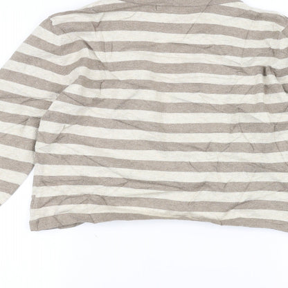 Linea Womens White Striped  Cardigan Jumper Size S