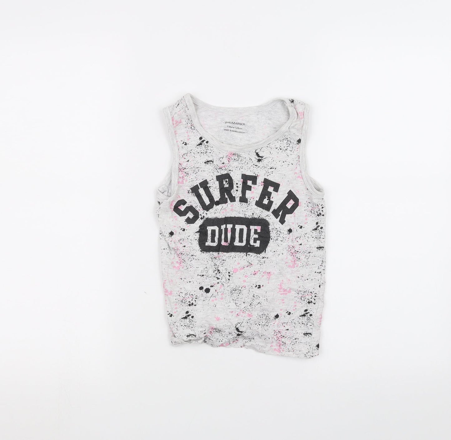 Primark Girls White   Basic Tank Size 7-8 Years