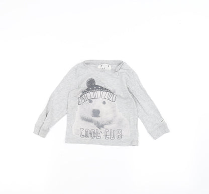 Mothercare Baby Grey   Basic T-Shirt Size 18-24 Months  - Polar Bear
