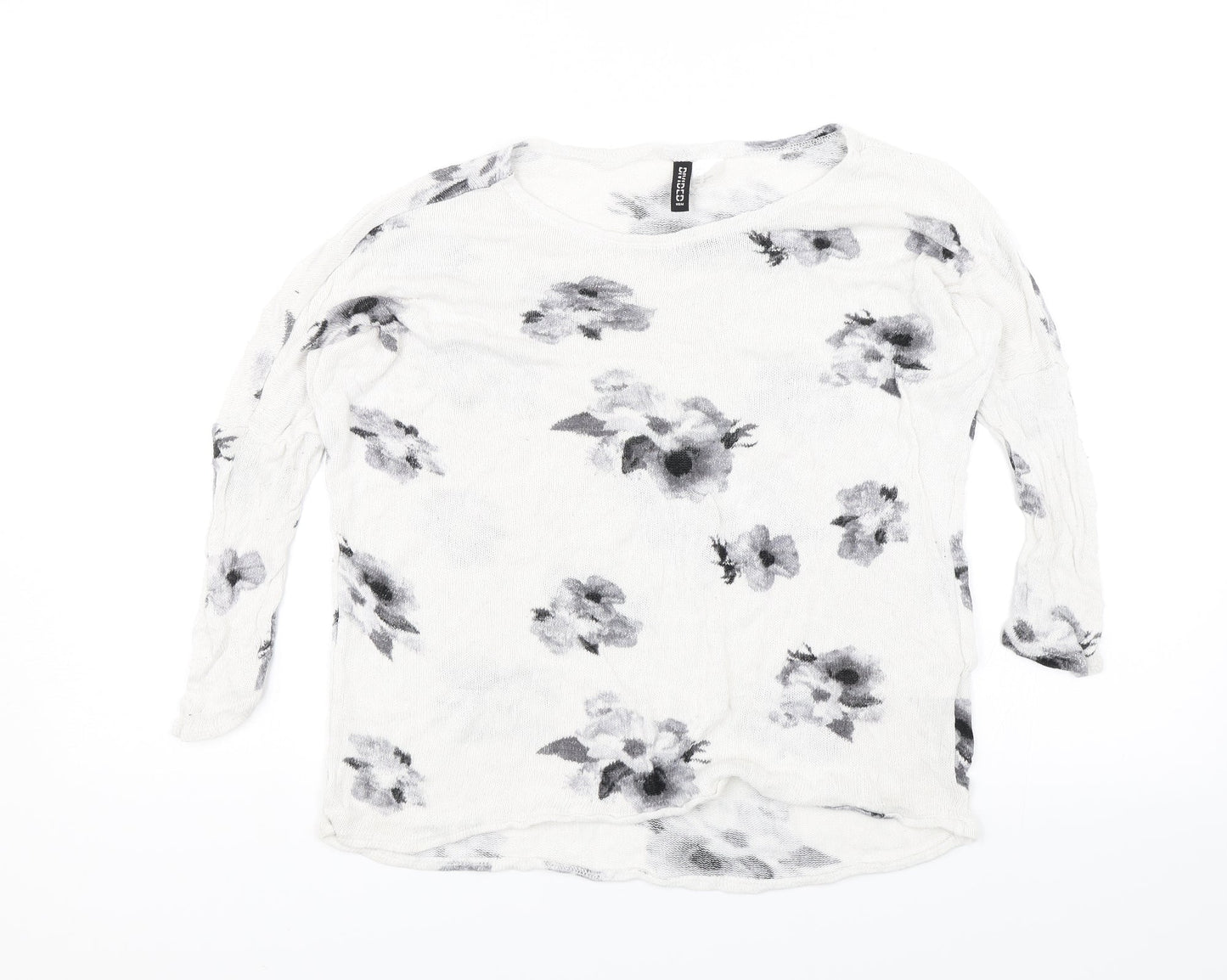 Divided Womens White Floral  Basic Blouse Size S