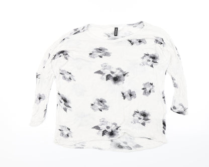 Divided Womens White Floral  Basic Blouse Size S