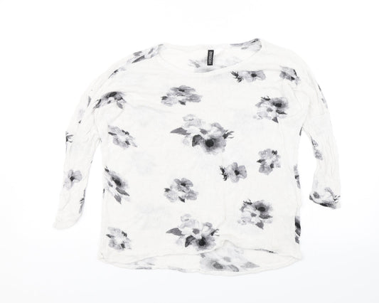 Divided Womens White Floral  Basic Blouse Size S